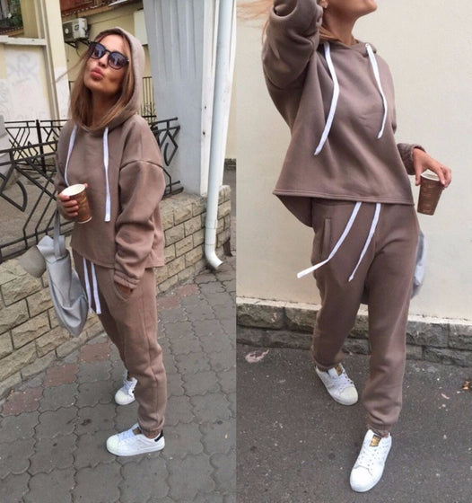 2018 Autumn Tracksuit Long Sleeve Thicken Hooded Sweatshirts 2 Piece Set Casual Sport Suit Women Tracksuit Set