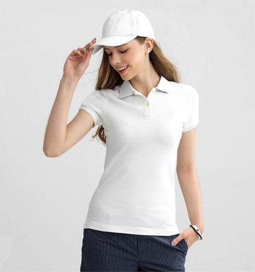 2019 Summer Fashion Polo Shirt Women New Casual Short Sleeve Slim Polos Mujer Shirts Tops Plus Size Female Cotton Polo Shirt